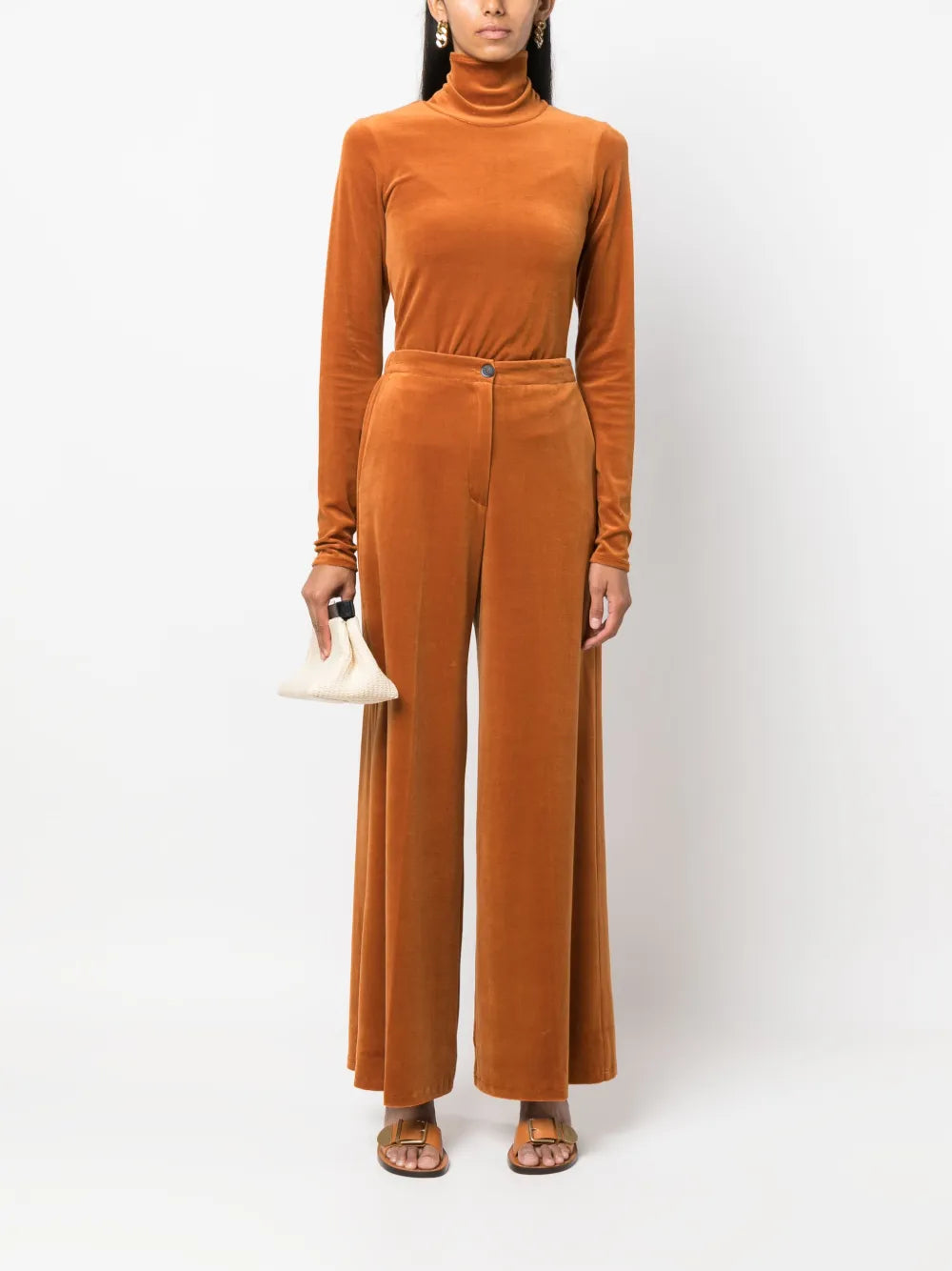 Velvet-Effect High-Neck Top