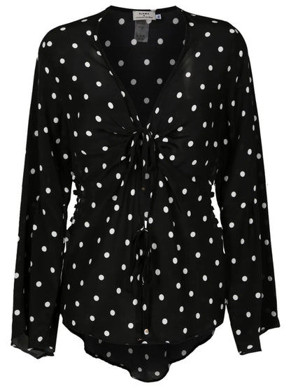 Polka-Dot Pattern Silk Blouse