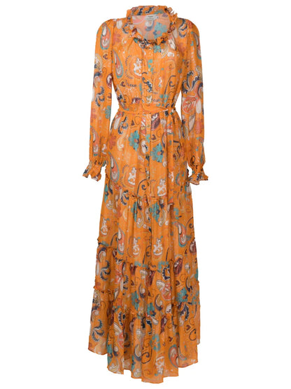 Graphic-Pattern Maxi Shirtdress