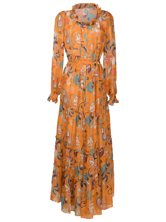 Graphic-Pattern Maxi Shirtdress