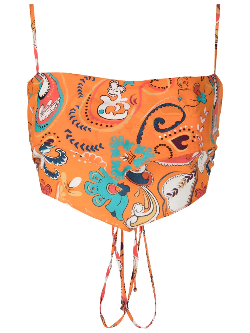 Graphic-Print Silk Crop Top