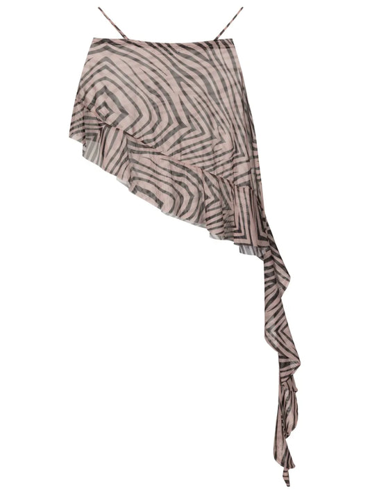 Asymmetric Animal-Pattern Miniskirt
