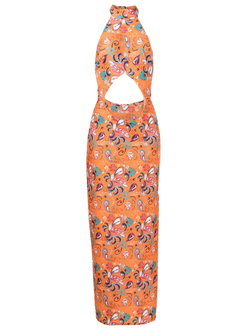 Graphic-Print Halterneck Maxi Dress