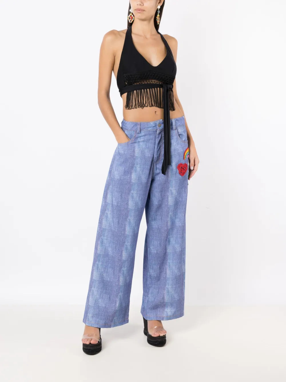 Macramé-Hem V-Neck Top