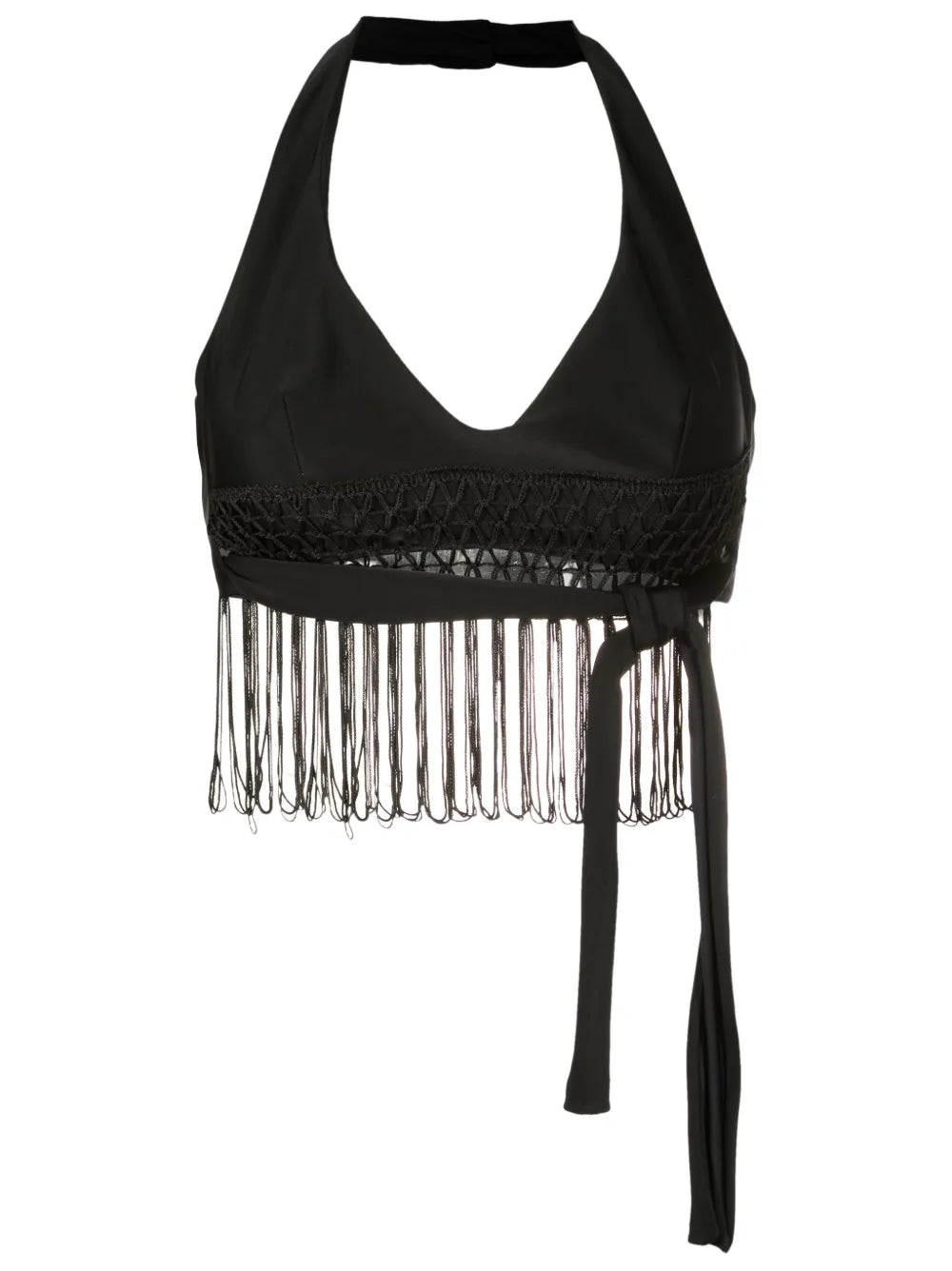 Macramé-Hem V-Neck Top
