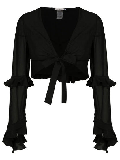 Ruffled-Trim Crop Top