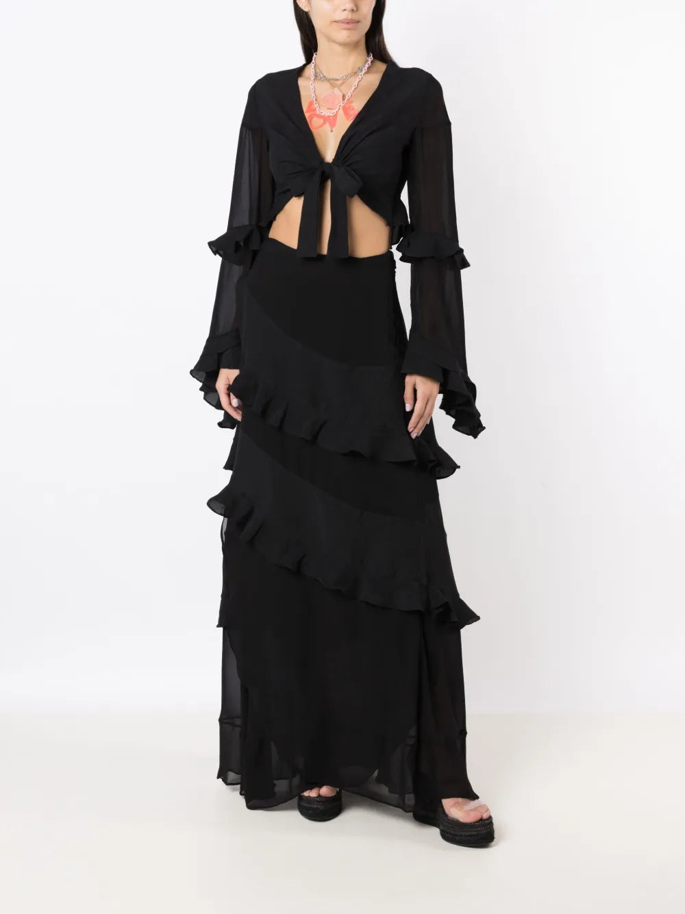 Ruffled-Trim Crop Top