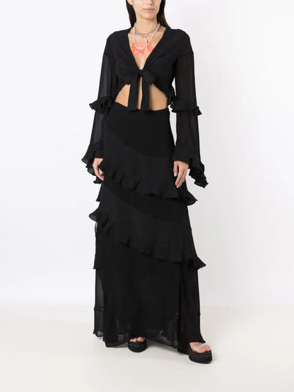 Ruffled-Trim Crop Top