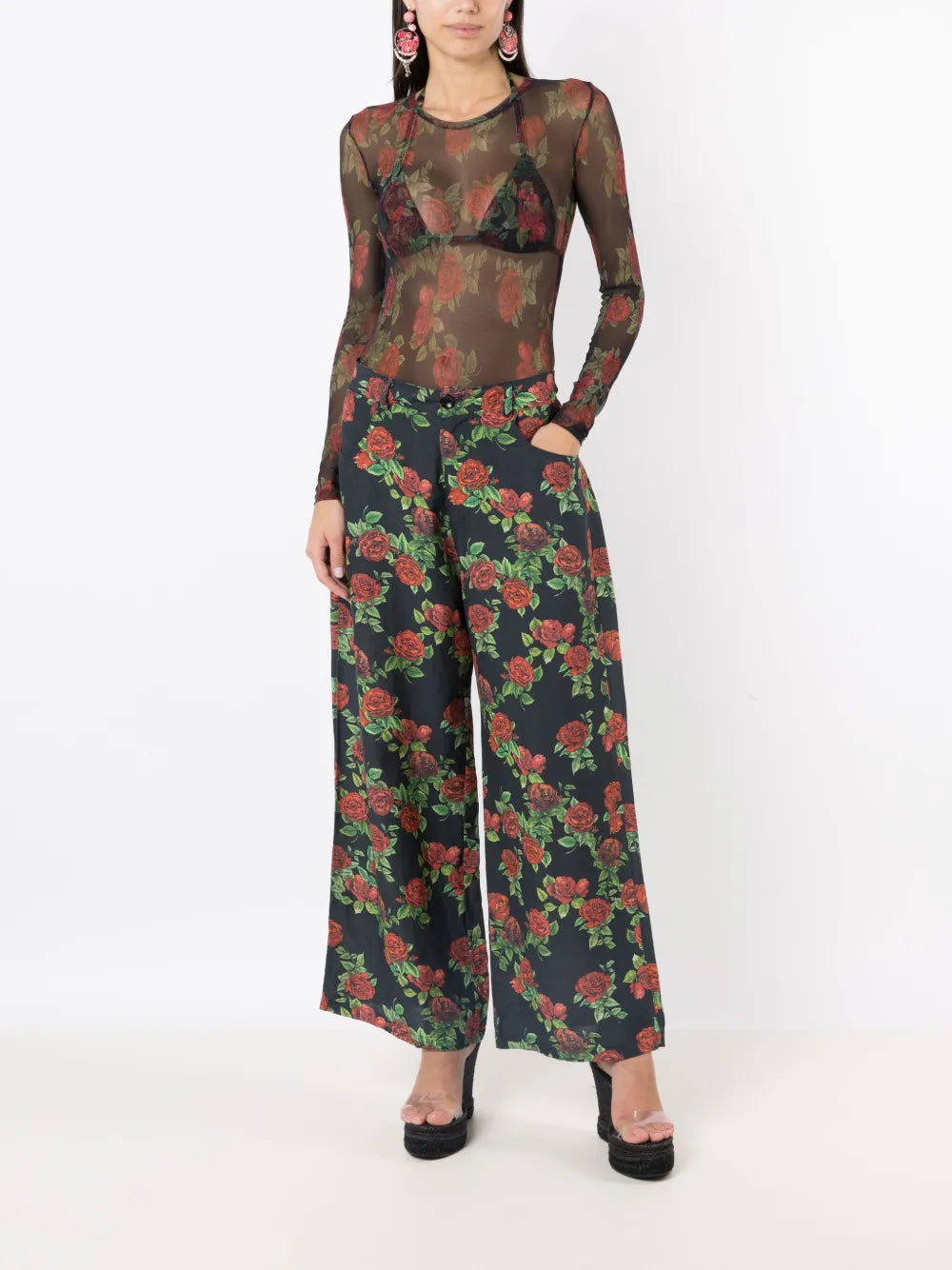 Floral-Pattern Culotte Trousers