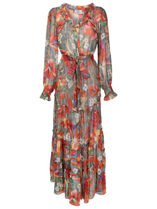 Floral-Print Silk Dress