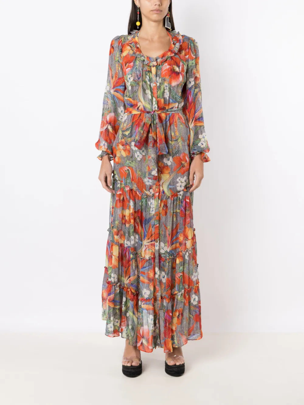 Floral-Print Silk Dress