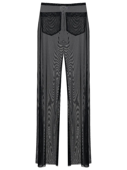Sheer Ruffled-Trim Trousers