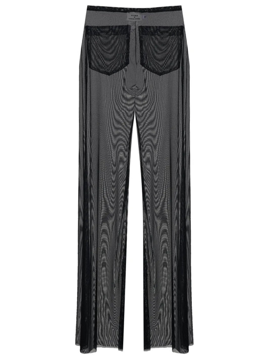 Sheer Ruffled-Trim Trousers