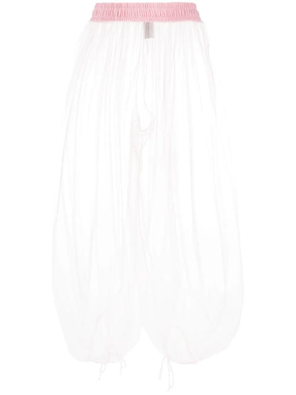 Semi-Sheer Tulle Cropped Trousers