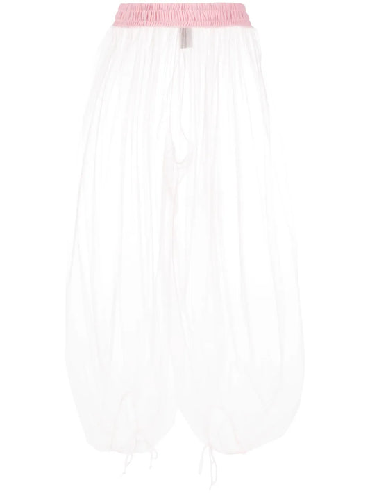 Semi-Sheer Tulle Cropped Trousers