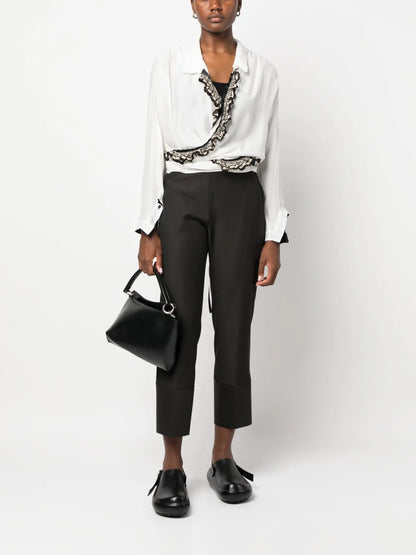 Elasticated-Waist Virgin Wool Cropped Trousers