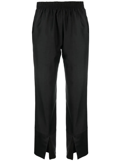 Elasticated-Waist Virgin Wool Cropped Trousers