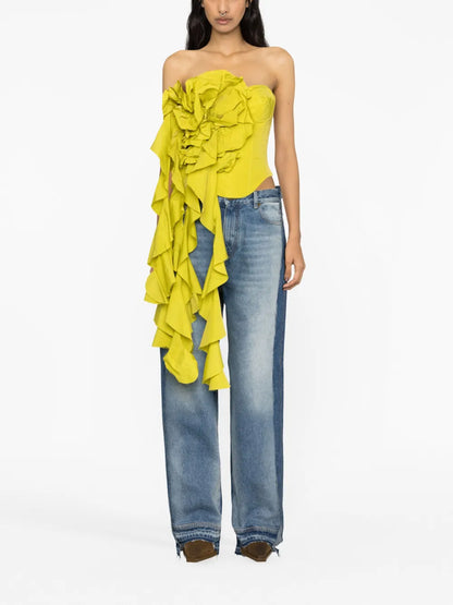 Panelled Wide-Leg Jeans