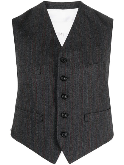 Stripe-Print Button-Up Waistcoat