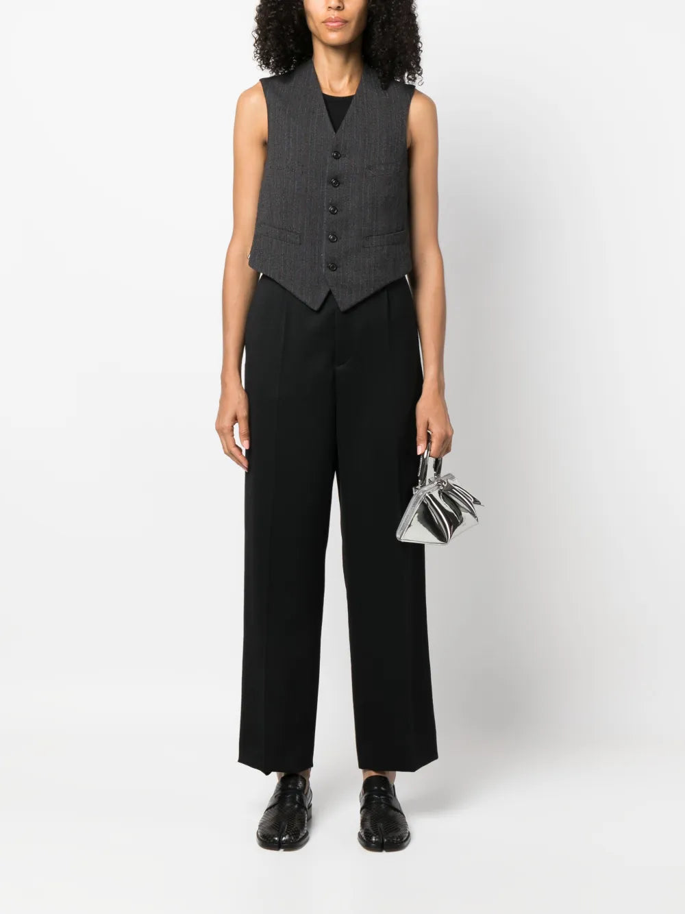 Stripe-Print Button-Up Waistcoat