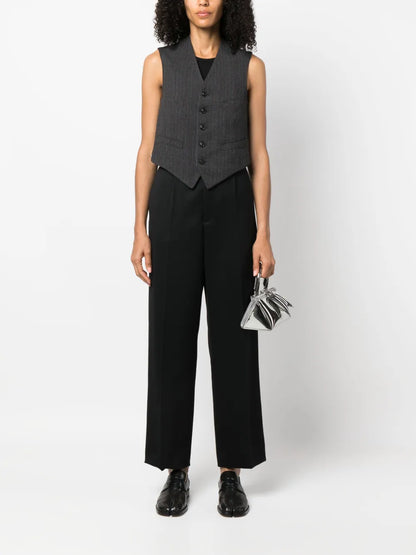 Stripe-Print Button-Up Waistcoat