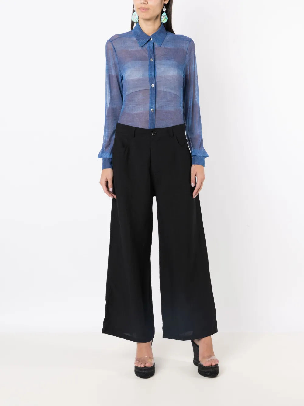 Sheer-Finish Long-Sleeved Shirt