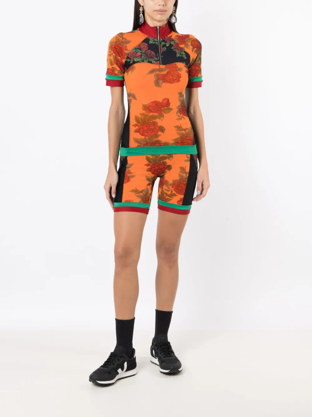 Floral-Pattern High-Neck Top