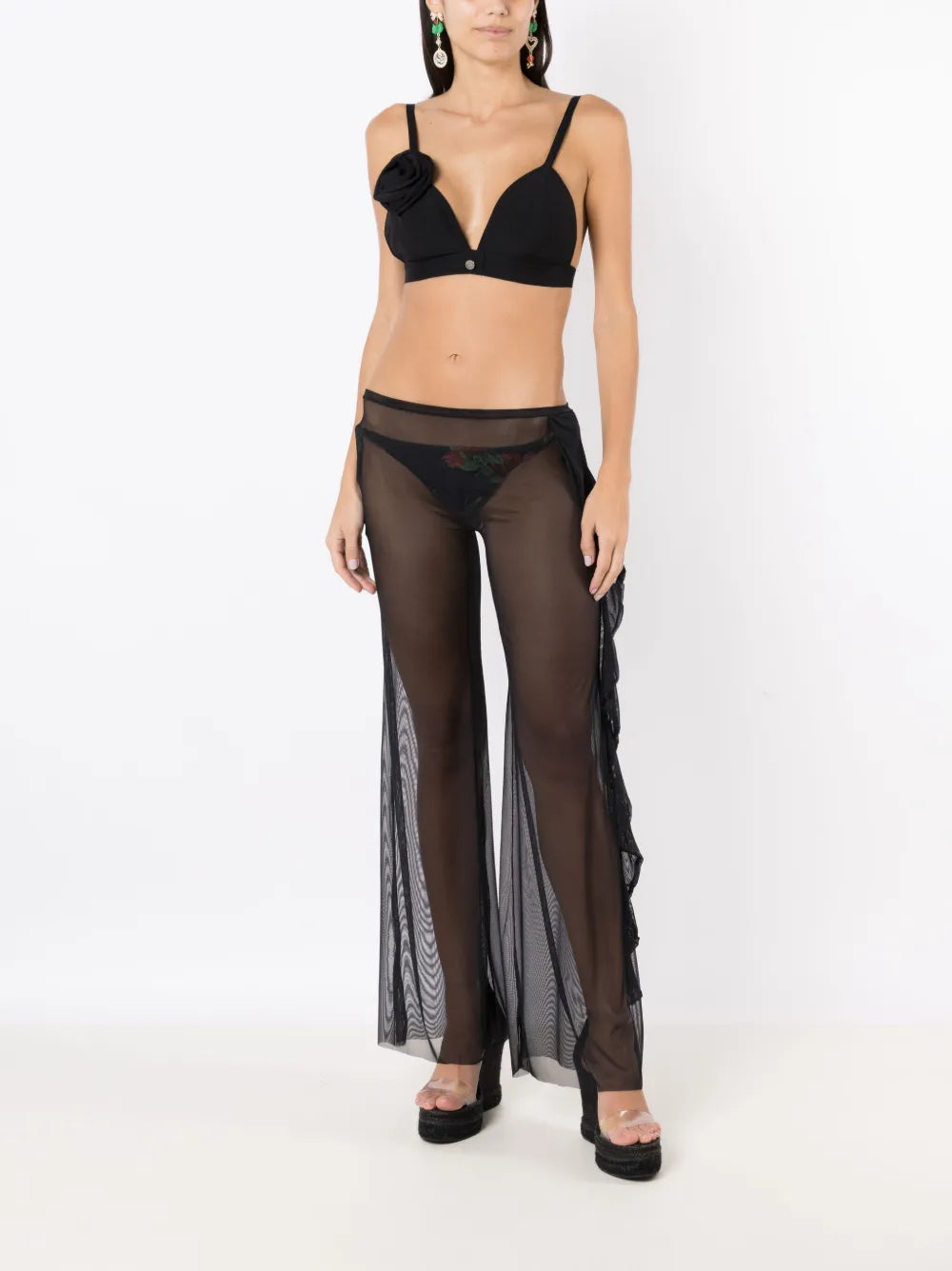 Floral-Appliqué Crop Top
