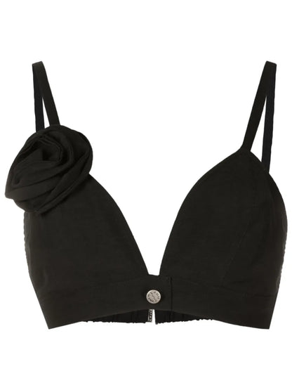 Floral-Appliqué Crop Top