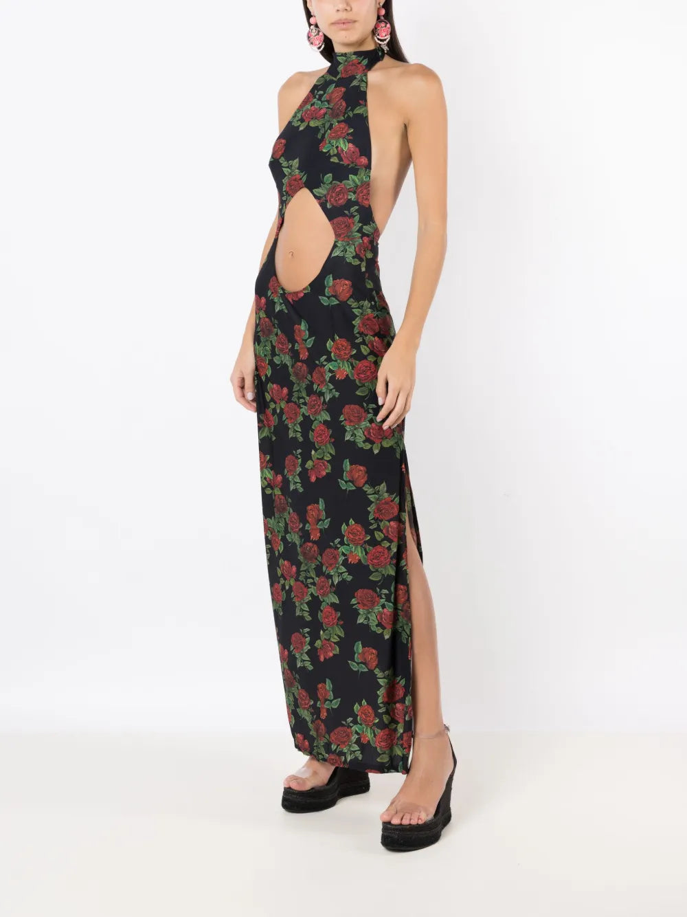 Cut-Out Floral-Pattern Maxi Dress