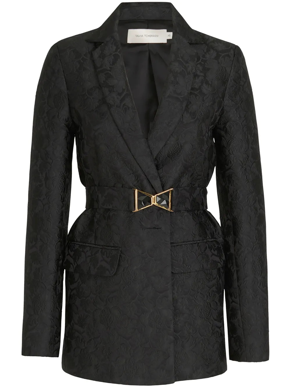 Cuneo Floral-Jacquard Belted Blazer