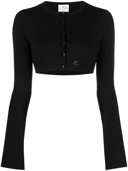 Cropped Fine-Knit Cardigan