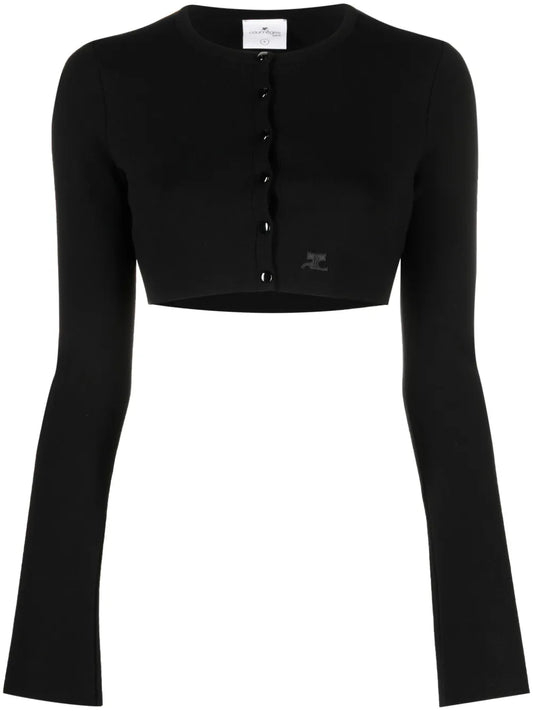 Cropped Fine-Knit Cardigan