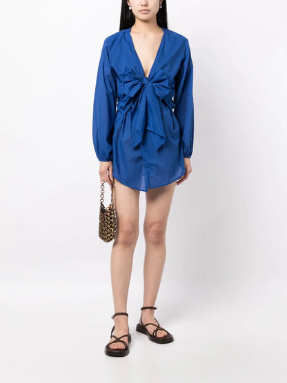 Mantra Plunging V-Neck Cotton Minidress