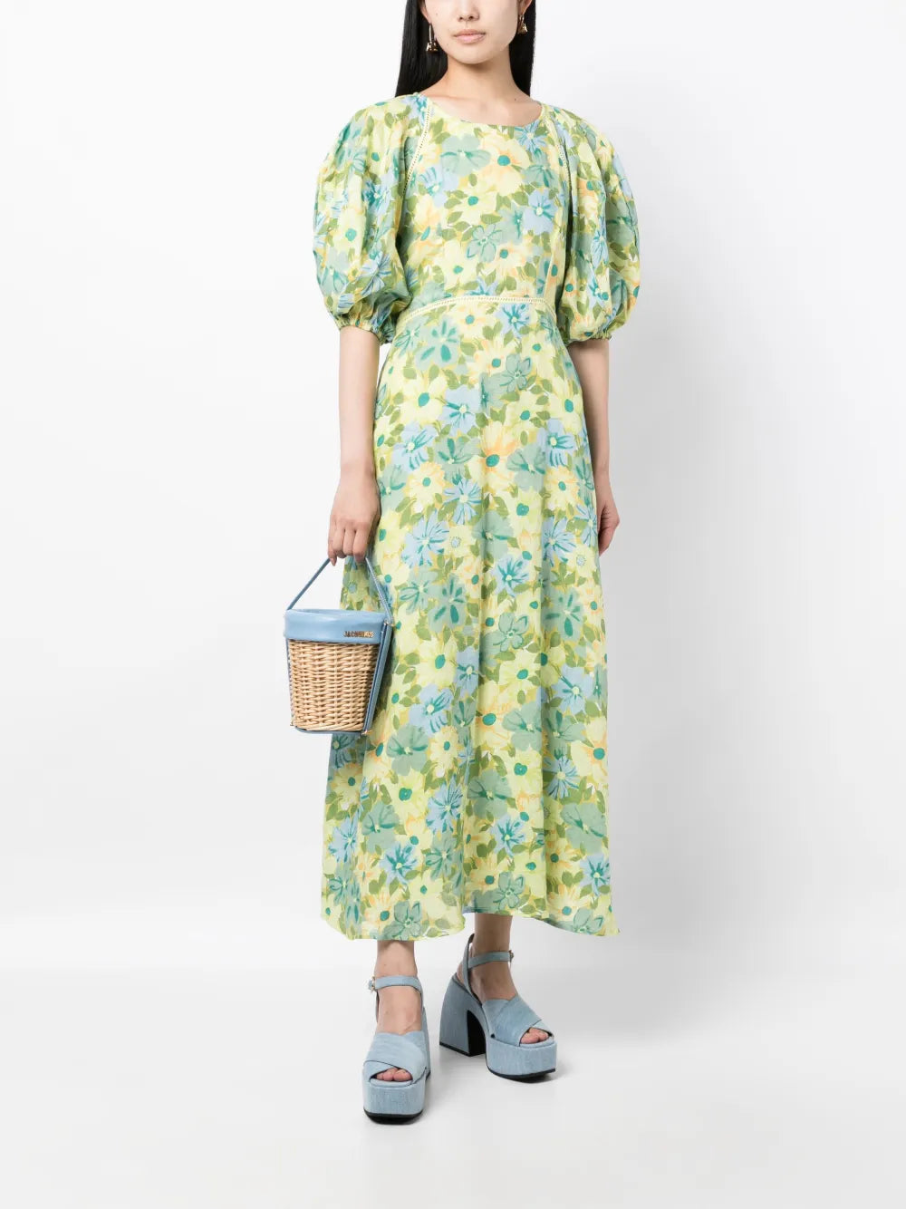 Valerina Floral-Print Linen Maxi Dress