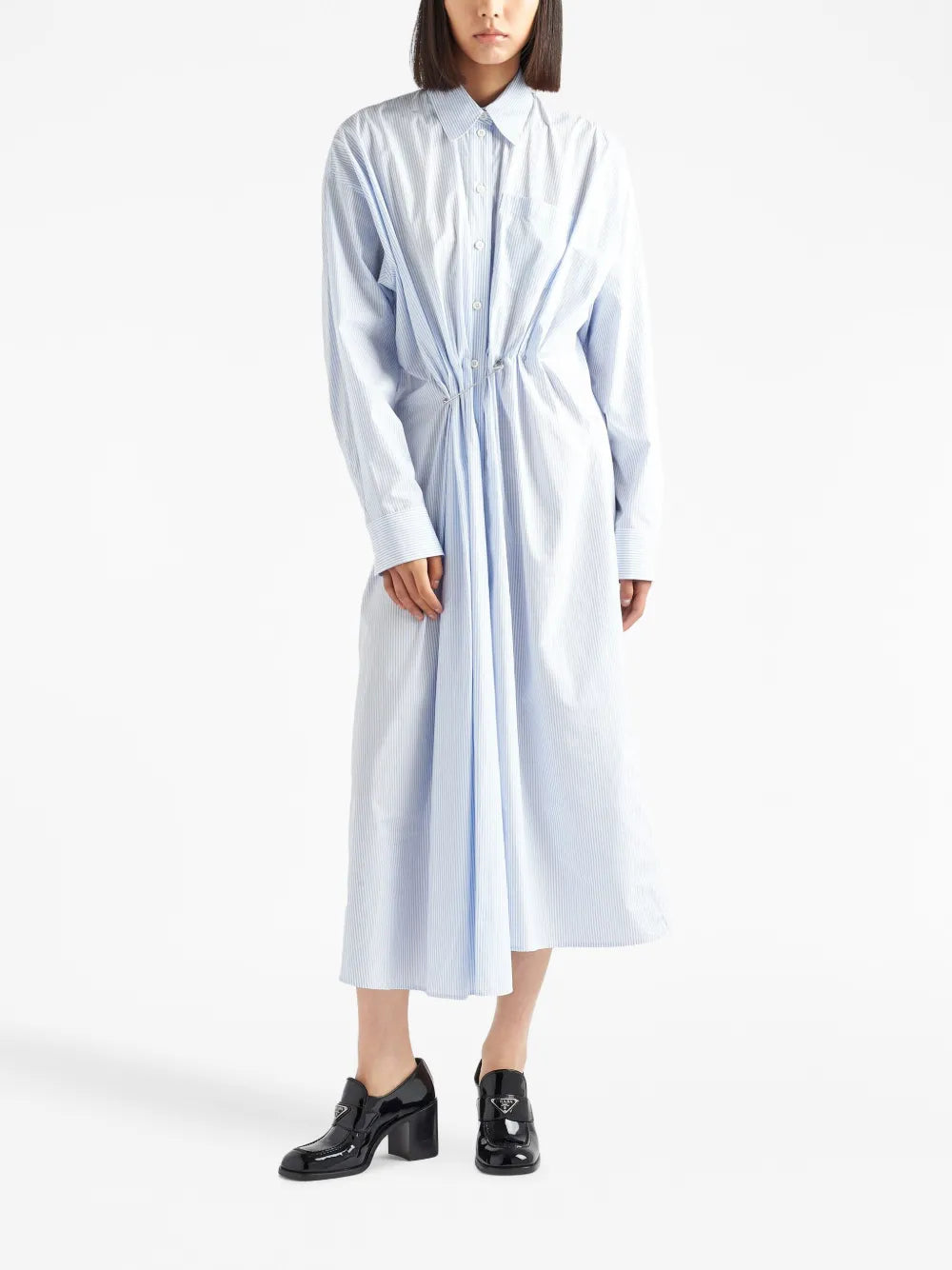 Safety Pin-Embellished Striped Shirtdress