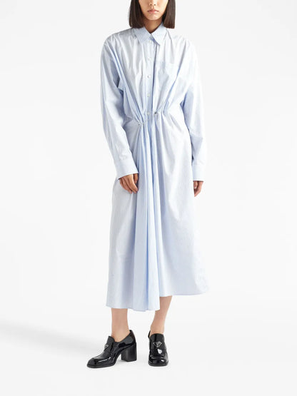 Safety Pin-Embellished Striped Shirtdress