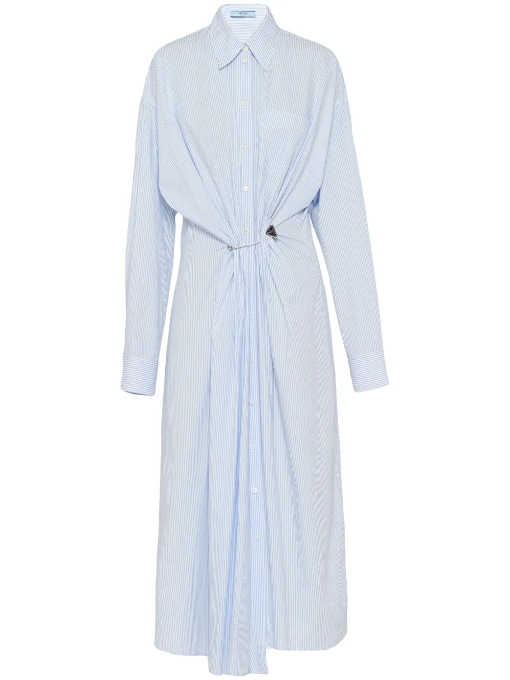 Safety Pin-Embellished Striped Shirtdress