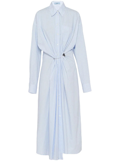 Safety Pin-Embellished Striped Shirtdress
