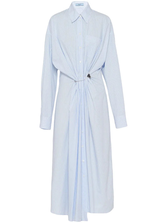 Safety Pin-Embellished Striped Shirtdress