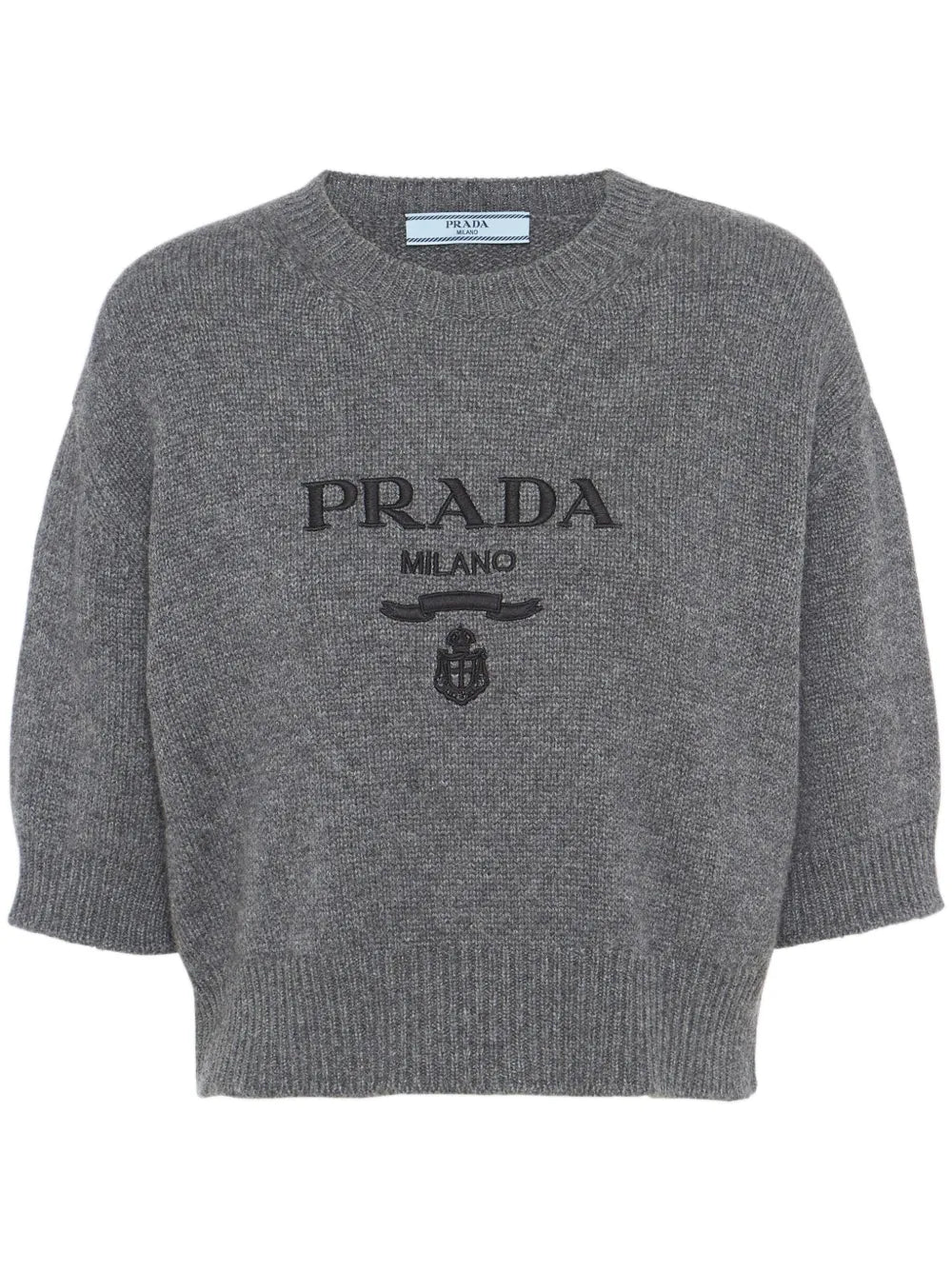 Logo-Intarsia Cropped Wool Jumper