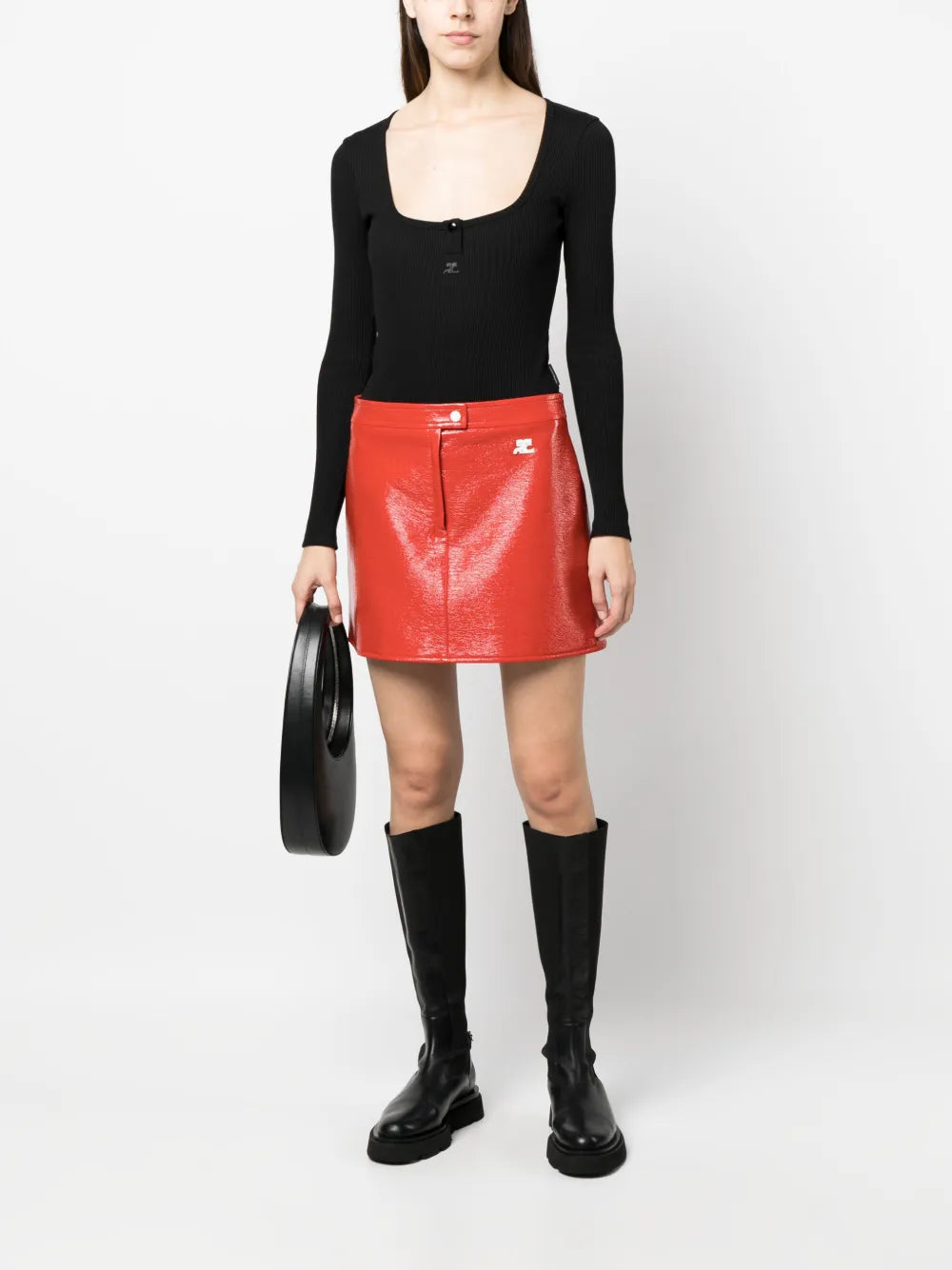 Logo-Embroidered Long-Sleeve Henley Bodysuit