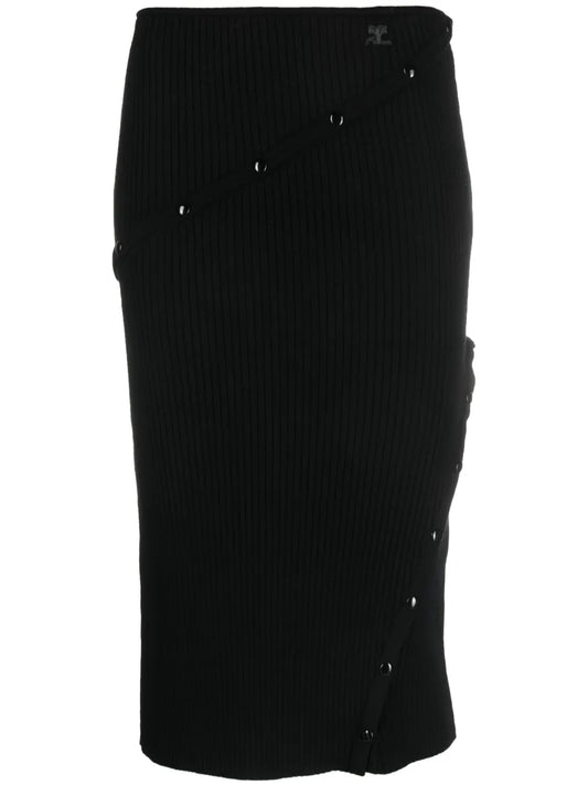 Detachable-Panel High-Waist Skirt