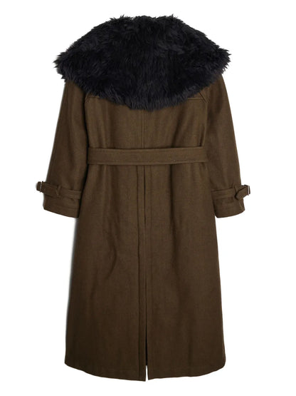 Melton Faux Fur-Collar Coat
