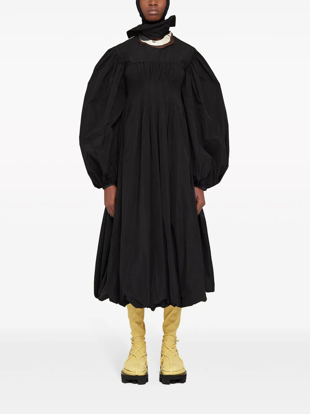 Calf-Length Long-Sleeve Dress