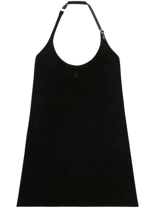 Logo-Patch Halterneck Minidress