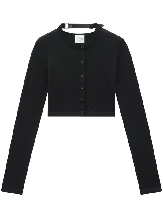 Cropped Fine-Knit Cardigan