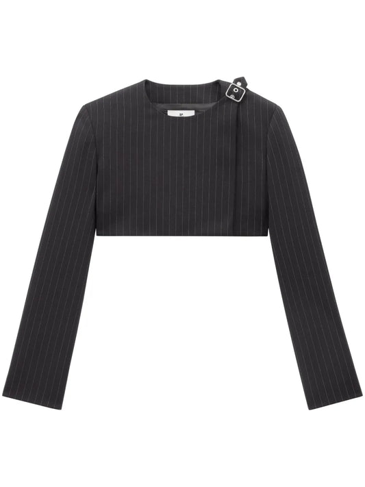 Pinstripe-Pattern Cropped Jacket