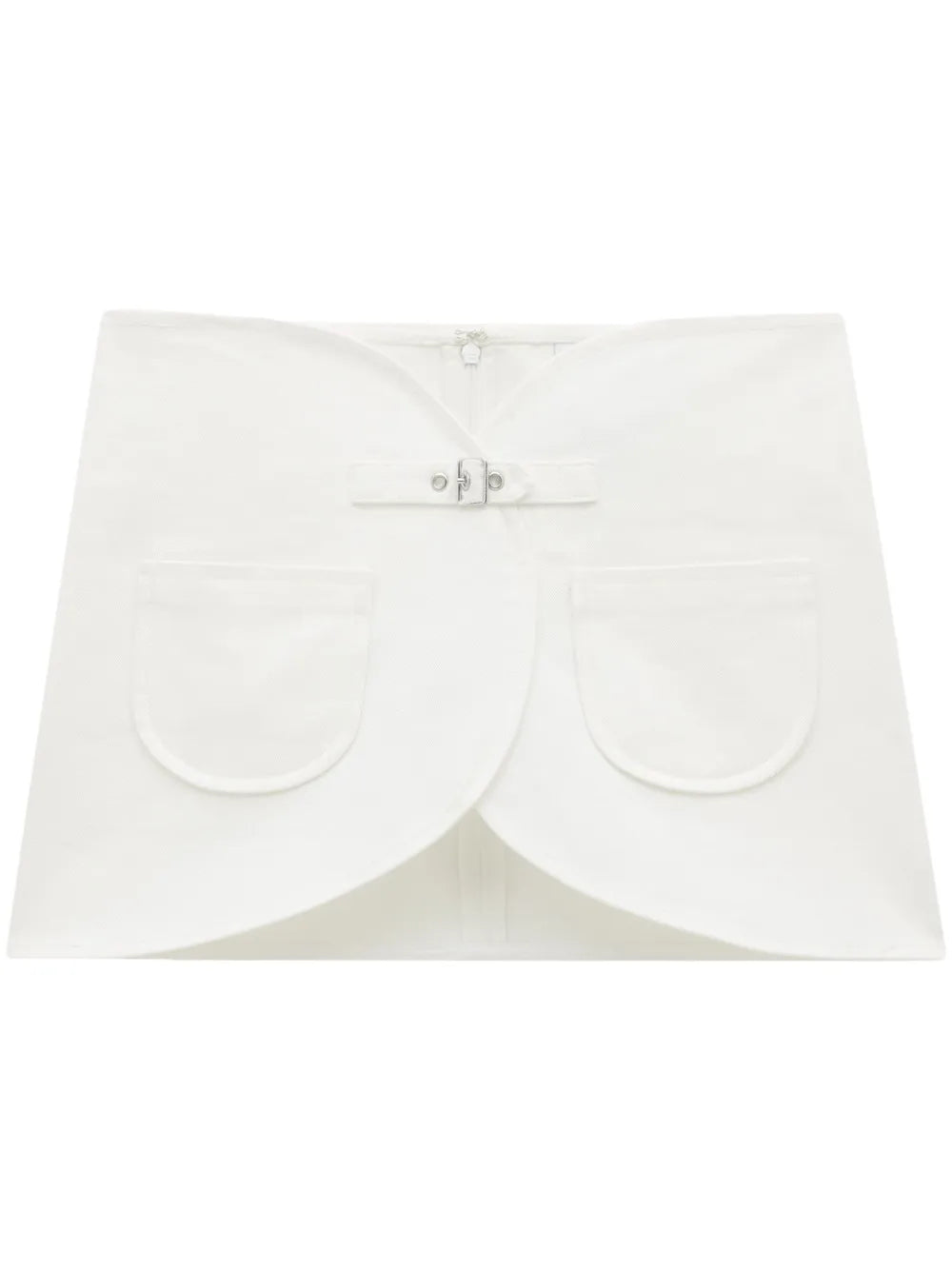 Ellipse Buckle-Strap Denim Miniskirt