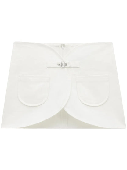 Ellipse Buckle-Strap Denim Miniskirt